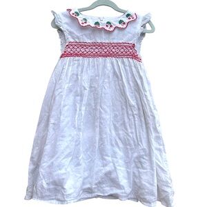 Mini Boden White Eyelet Cherry Embroidered Dress – Size 7-8Y (128cm)